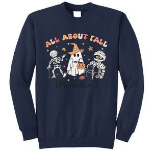 All About Fall Prevention Ghost Occupational Therapy Autumn Tall Sweatshirt