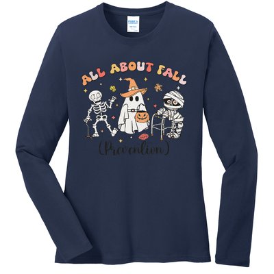 All About Fall Prevention Ghost Occupational Therapy Autumn Ladies Long Sleeve Shirt