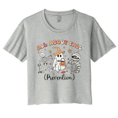 All About Fall Prevention Ghost Occupational Therapy Autumn Women's Crop Top Tee