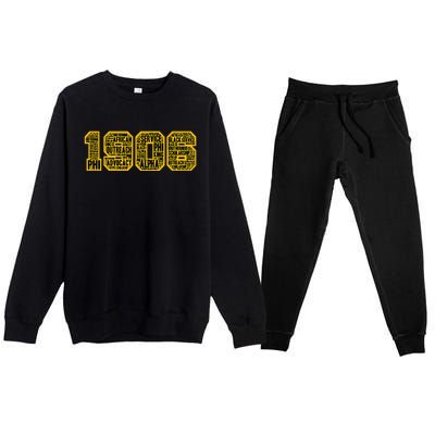 Alpha African Fraternity Hand Sign 1906 Words Premium Crewneck Sweatsuit Set