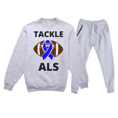 ALS Awareness Football Tackle Premium Crewneck Sweatsuit Set