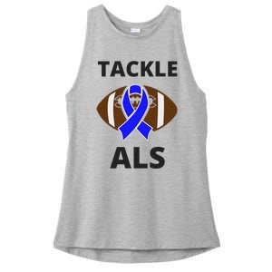 ALS Awareness Football Tackle Ladies PosiCharge Tri-Blend Wicking Tank