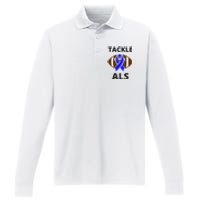 ALS Awareness Football Tackle Performance Long Sleeve Polo