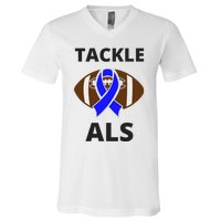 ALS Awareness Football Tackle V-Neck T-Shirt