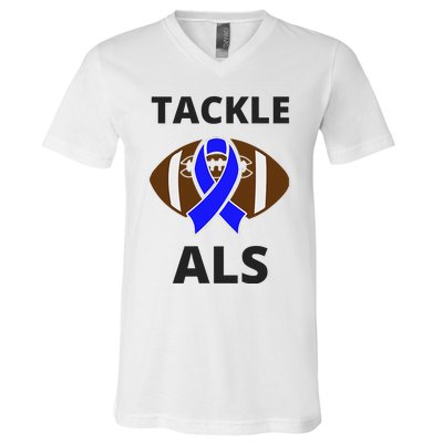 ALS Awareness Football Tackle V-Neck T-Shirt