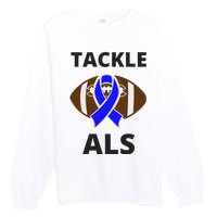 ALS Awareness Football Tackle Premium Crewneck Sweatshirt