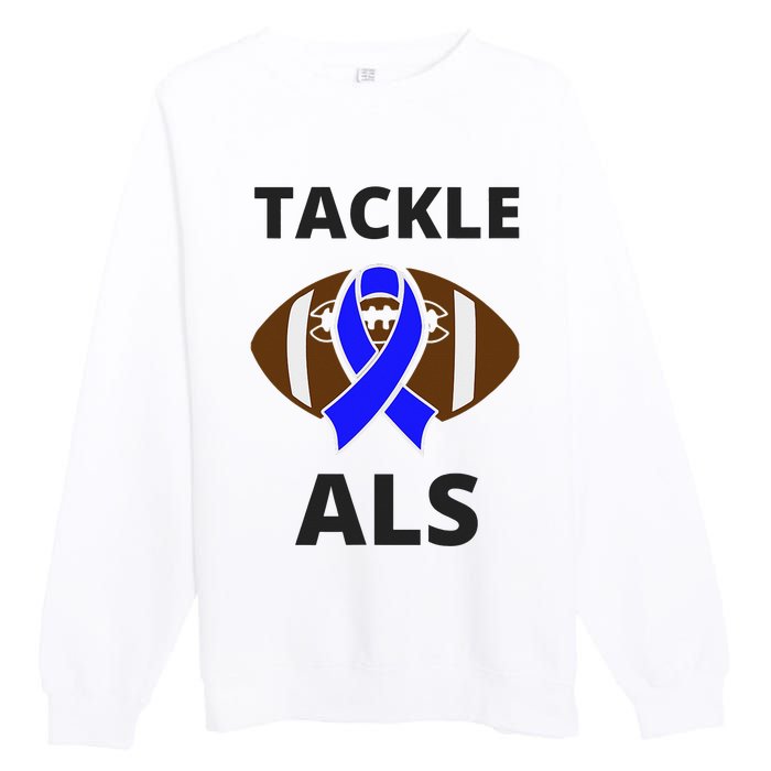 ALS Awareness Football Tackle Premium Crewneck Sweatshirt