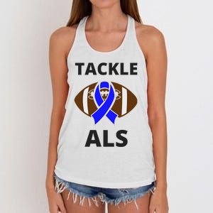 ALS Awareness Football Tackle Women's Knotted Racerback Tank