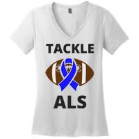 ALS Awareness Football Tackle Women's V-Neck T-Shirt