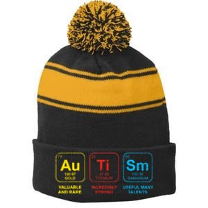 Autism Awareness Funny Elements Periodic Table Asd Gift Stripe Pom Pom Beanie