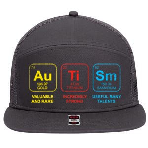 Autism Awareness Funny Elements Periodic Table Asd Gift 7 Panel Mesh Trucker Snapback Hat