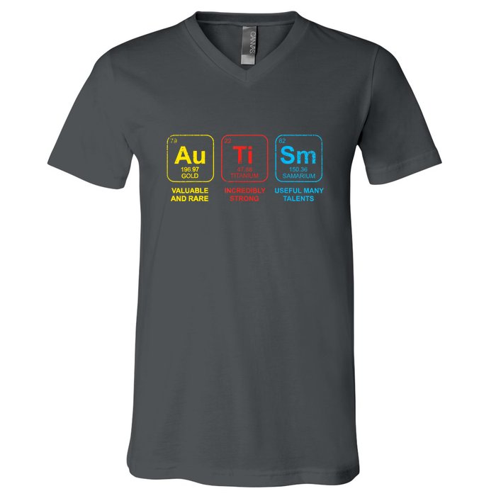 Autism Awareness Funny Elements Periodic Table Asd Gift V-Neck T-Shirt