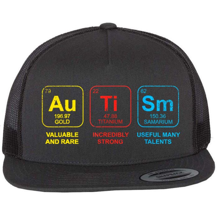 Autism Awareness Funny Elements Periodic Table Asd Gift Flat Bill Trucker Hat