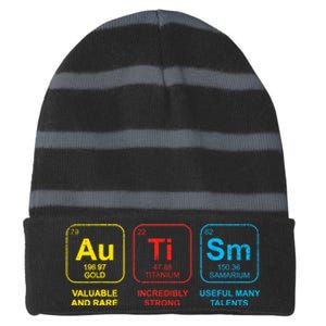 Autism Awareness Funny Elements Periodic Table Asd Gift Striped Beanie with Solid Band