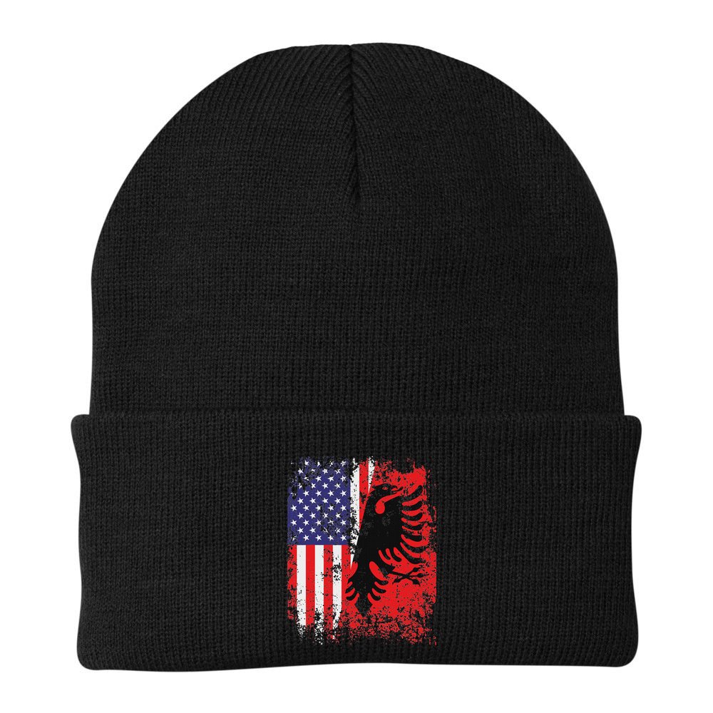 Albanian American Flag Patriotic Usa Albania Flag Beanie