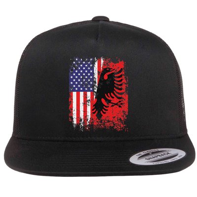 Albanian American Flag Patriotic Usa Albania Flag Flatbill Hat