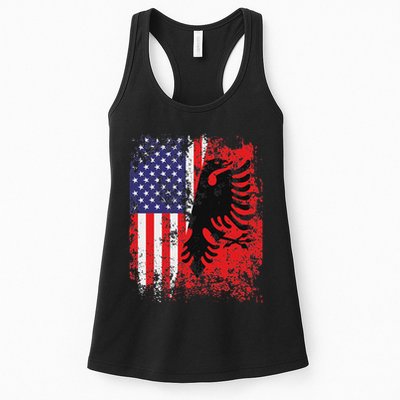 Albanian American Flag Patriotic Usa Albania Flag Womens Tank Top