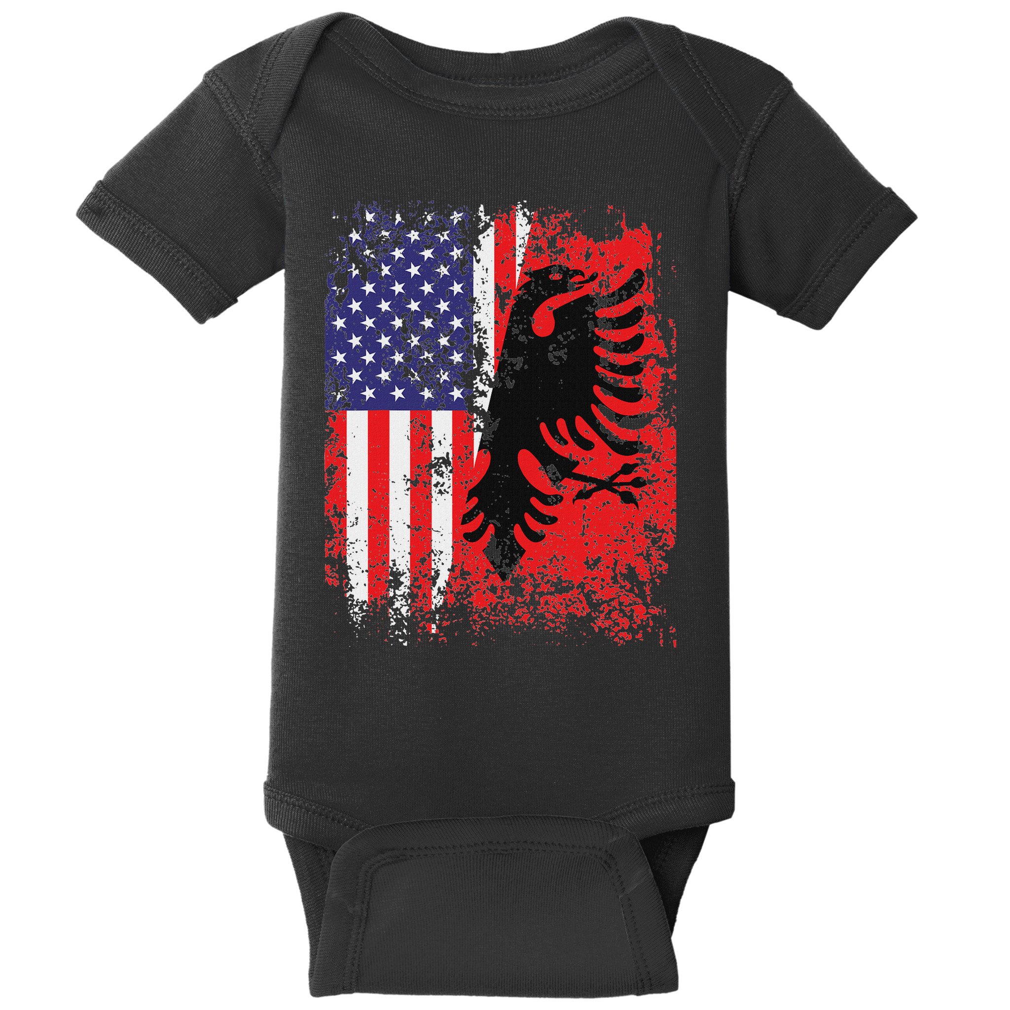 Albanian American Flag Patriotic Usa Albania Flag Baby Bodysuit