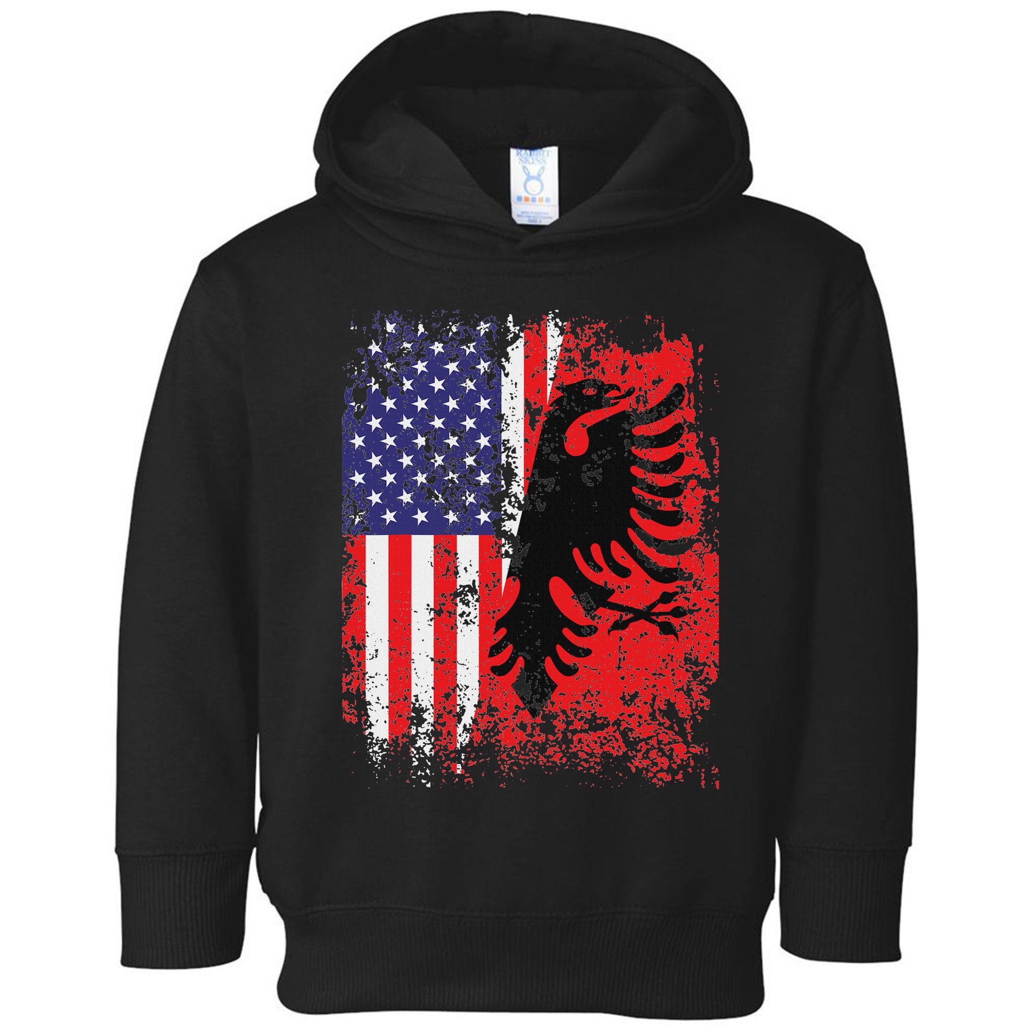 Albanian American Flag Patriotic Usa Albania Flag Toddler Hoodie