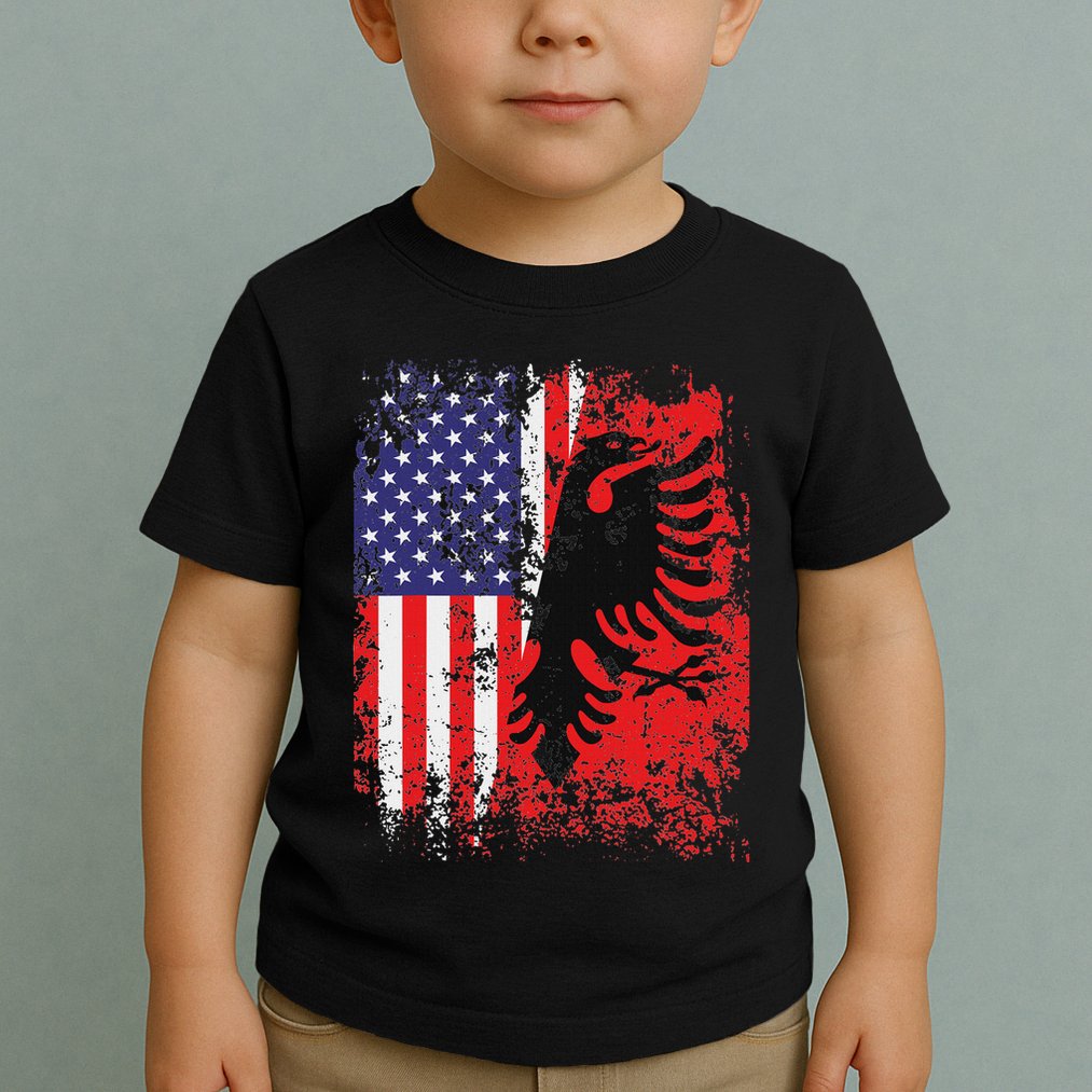 Albanian American Flag Patriotic Usa Albania Flag Toddler T-Shirt
