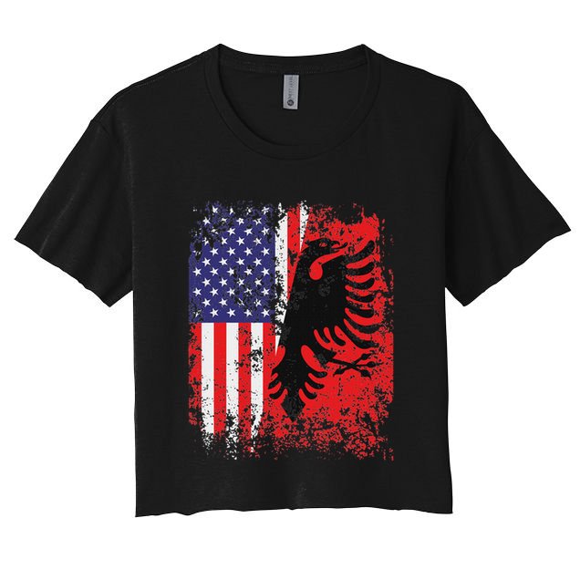 Albanian American Flag Patriotic Usa Albania Flag Crop Top
