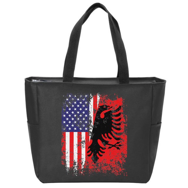 Albanian American Flag Patriotic Usa Albania Flag Zip Tote Bag