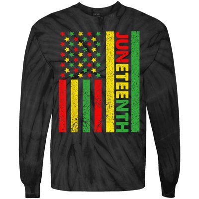 African American Flag Juneteenth Tie-Dye Long Sleeve Shirt