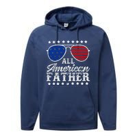 All American Father 4th Of July Family Matching Sunglasses Fathers Day Performance Fleece Hoodie