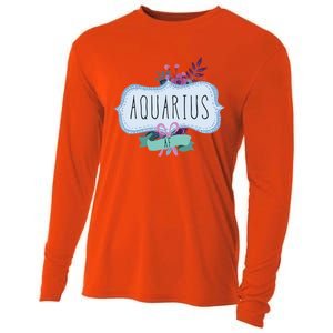 Aquarius Af Floral Label / Funny Aquarius Birthday Month Cute Gift Cooling Performance Long Sleeve Crew