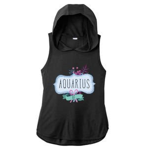 Aquarius Af Floral Label / Funny Aquarius Birthday Month Cute Gift Ladies PosiCharge Tri-Blend Wicking Draft Hoodie Tank