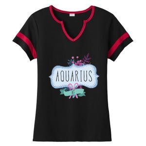 Aquarius Af Floral Label / Funny Aquarius Birthday Month Cute Gift Ladies Halftime Notch Neck Tee