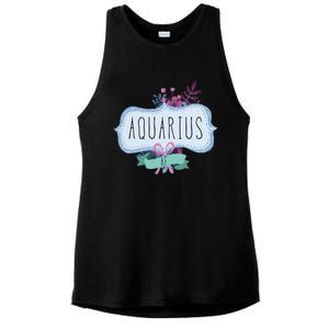 Aquarius Af Floral Label / Funny Aquarius Birthday Month Cute Gift Ladies PosiCharge Tri-Blend Wicking Tank