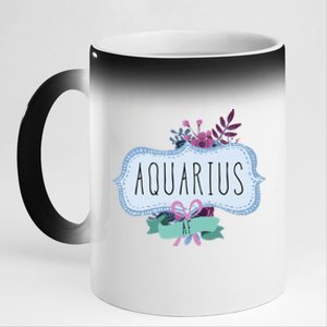 Aquarius Af Floral Label / Funny Aquarius Birthday Month Cute Gift 11oz Black Color Changing Mug