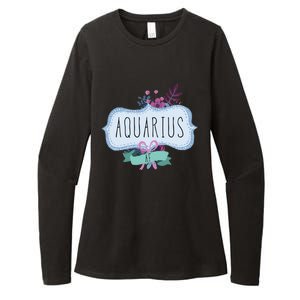 Aquarius Af Floral Label / Funny Aquarius Birthday Month Cute Gift Womens CVC Long Sleeve Shirt