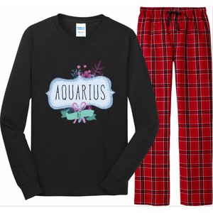 Aquarius Af Floral Label / Funny Aquarius Birthday Month Cute Gift Long Sleeve Pajama Set