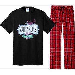 Aquarius Af Floral Label / Funny Aquarius Birthday Month Cute Gift Pajama Set