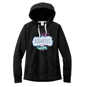 Aquarius Af Floral Label / Funny Aquarius Birthday Month Cute Gift Women's Fleece Hoodie