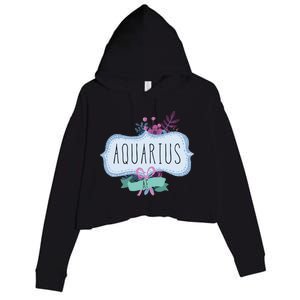 Aquarius Af Floral Label / Funny Aquarius Birthday Month Cute Gift Crop Fleece Hoodie