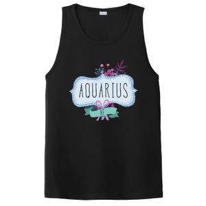 Aquarius Af Floral Label / Funny Aquarius Birthday Month Cute Gift PosiCharge Competitor Tank