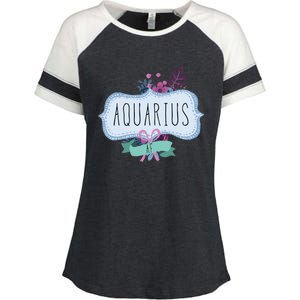 Aquarius Af Floral Label / Funny Aquarius Birthday Month Cute Gift Enza Ladies Jersey Colorblock Tee