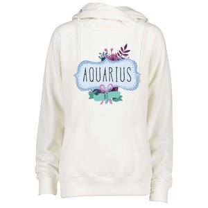 Aquarius Af Floral Label / Funny Aquarius Birthday Month Cute Gift Womens Funnel Neck Pullover Hood