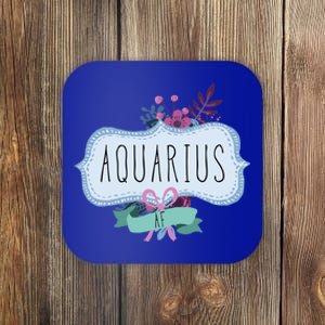 Aquarius Af Floral Label / Funny Aquarius Birthday Month Cute Gift Coaster