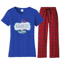 Aquarius Af Floral Label / Funny Aquarius Birthday Month Cute Gift Women's Flannel Pajama Set