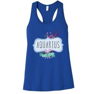 Aquarius Af Floral Label / Funny Aquarius Birthday Month Cute Gift Women's Racerback Tank