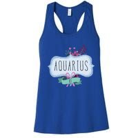 Aquarius Af Floral Label / Funny Aquarius Birthday Month Cute Gift Women's Racerback Tank