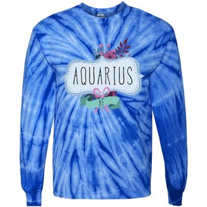 Aquarius Af Floral Label / Funny Aquarius Birthday Month Cute Gift Tie-Dye Long Sleeve Shirt