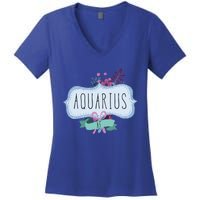 Aquarius Af Floral Label / Funny Aquarius Birthday Month Cute Gift Women's V-Neck T-Shirt