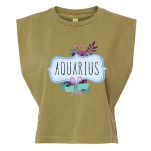 Aquarius Af Floral Label / Funny Aquarius Birthday Month Cute Gift Garment-Dyed Women's Muscle Tee