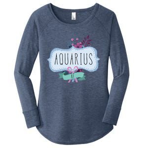 Aquarius Af Floral Label / Funny Aquarius Birthday Month Cute Gift Women's Perfect Tri Tunic Long Sleeve Shirt