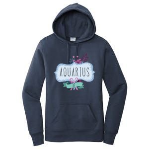 Aquarius Af Floral Label / Funny Aquarius Birthday Month Cute Gift Women's Pullover Hoodie